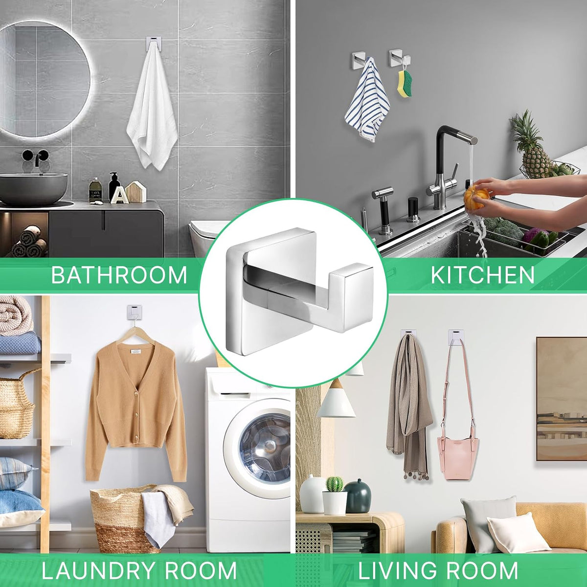 Towel Hooks for Bathrooms, Heavy Duty Stainless Steel Bathroom Hooks