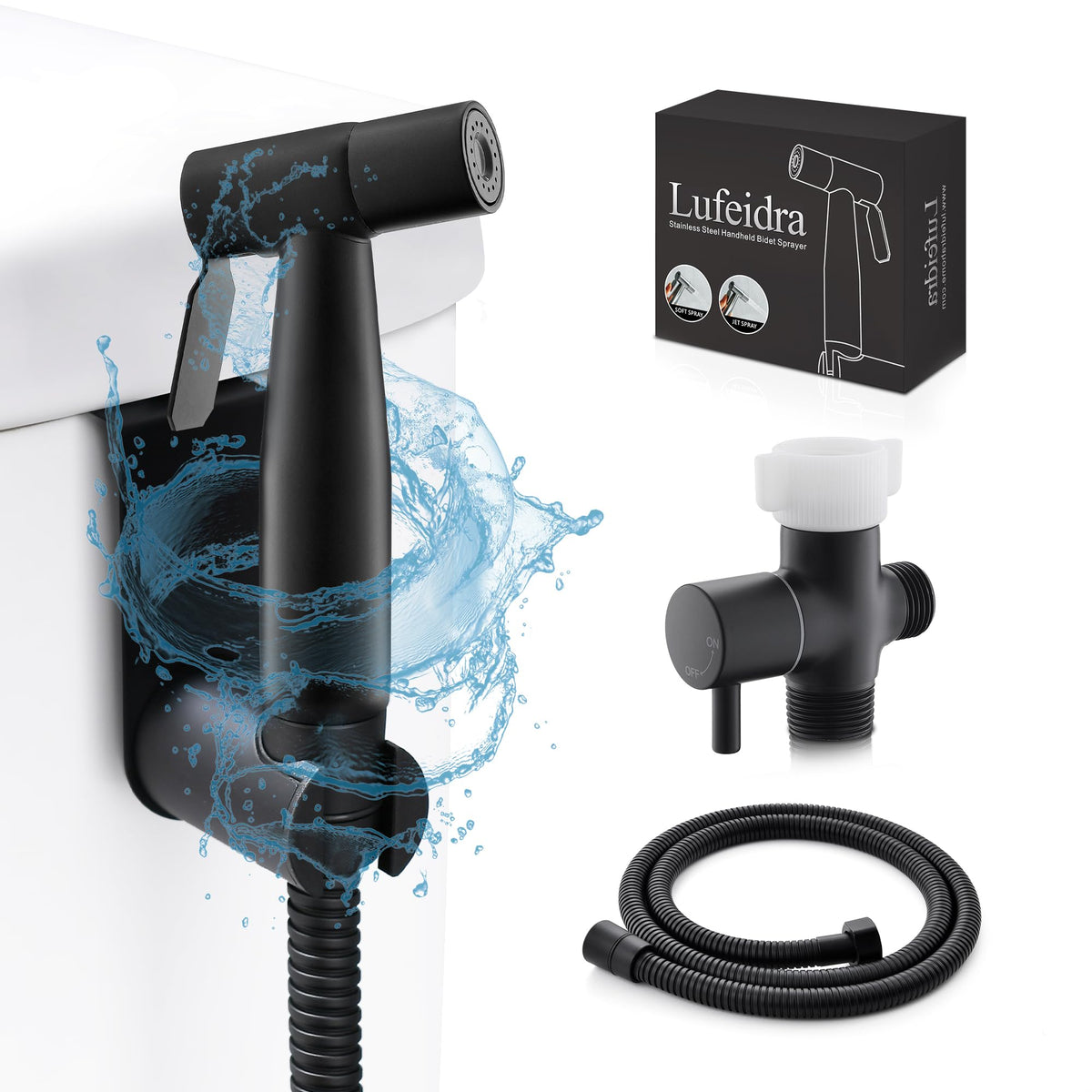 LUFEIDRA Handheld Bidet Sprayer, Adjustable Water Pressure, RV Toilet Use