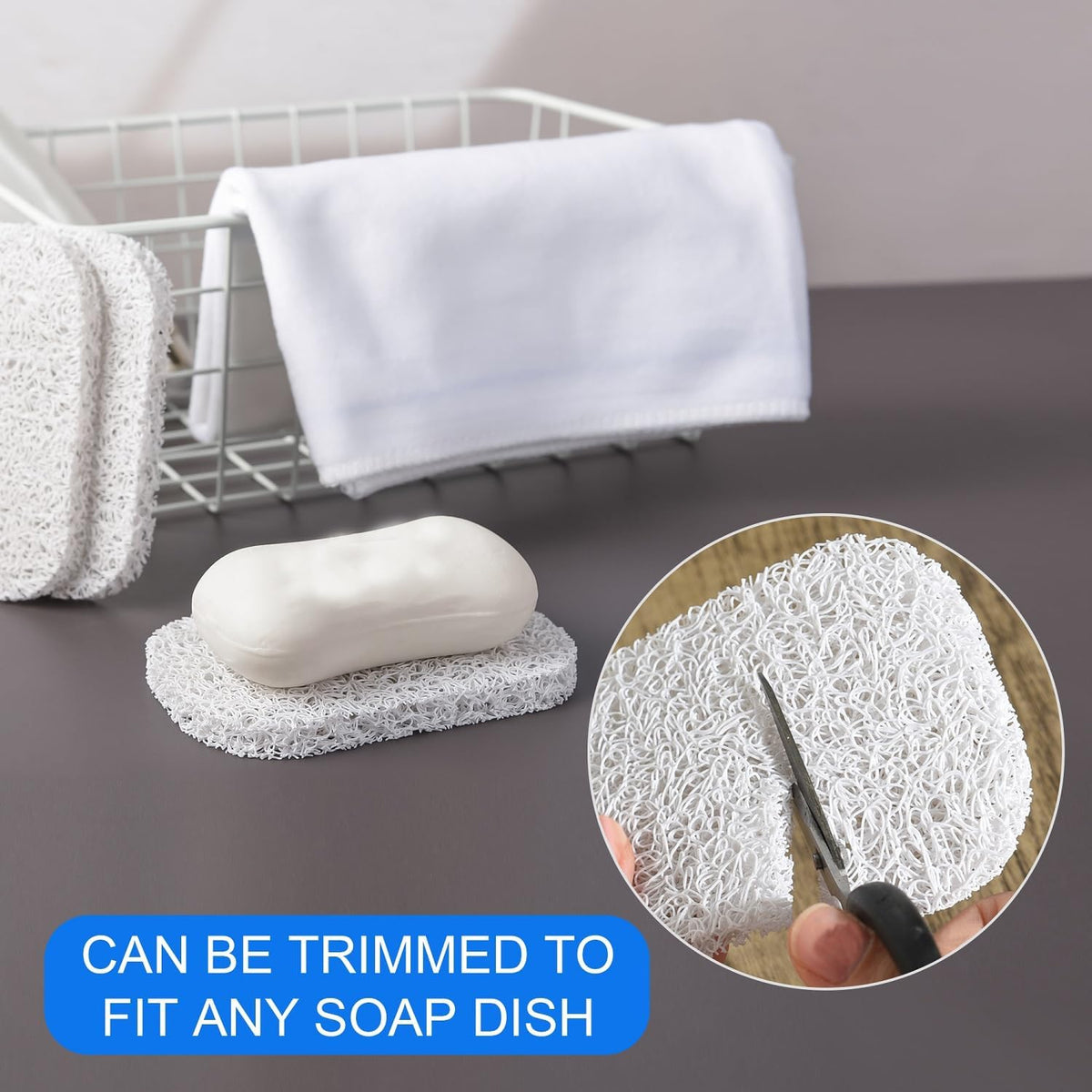 4PCS White Soap Holder Pad BPA-Free Savers Pads for Soap Dish,Easy to Clean Soap Lifting Pads Suitable for Shower Kitchen Bathroom Bathroom Travel Hotel Cleaning Products