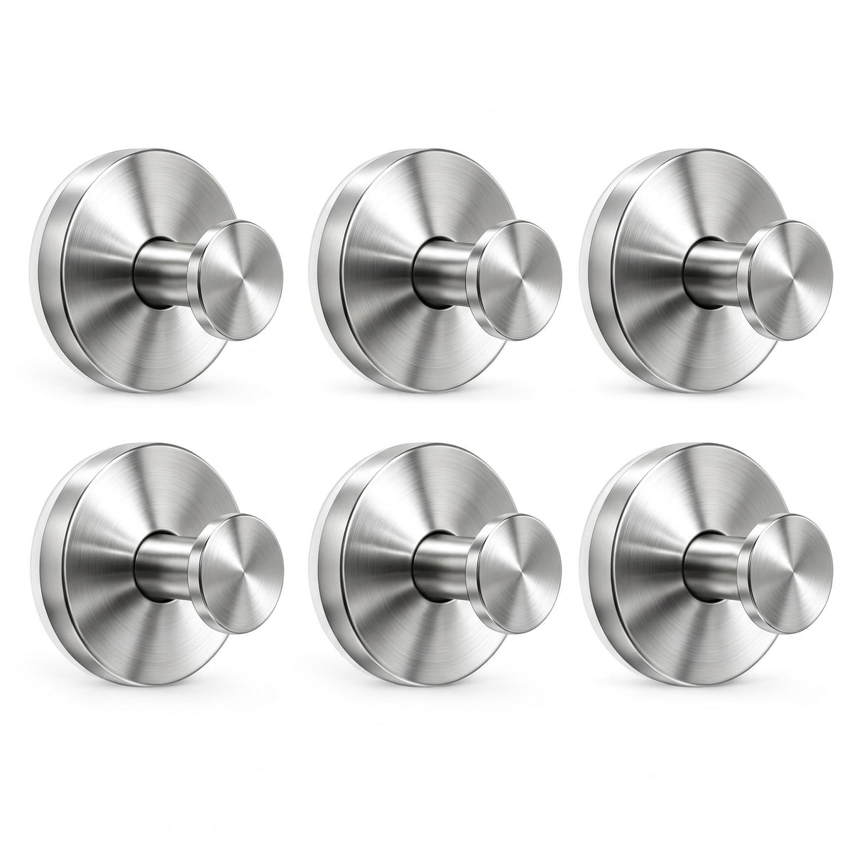 Suction Cup Hooks 6 Pack, Stainless Steel Bathroom Hooks Black