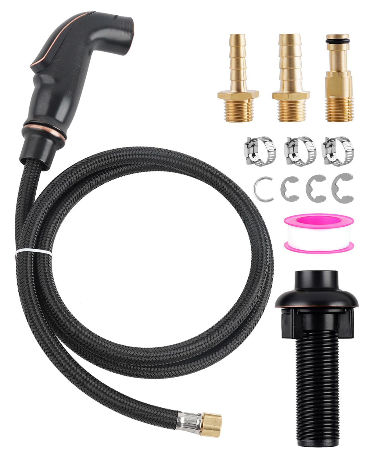 Universal Kitchen Sink Spray Head/Hose/Holder Set, Brushed Nickel