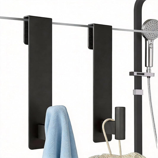 Shower Door Hooks, Towel Hooks Fit 3/8" (10mm) Glass Door, Black