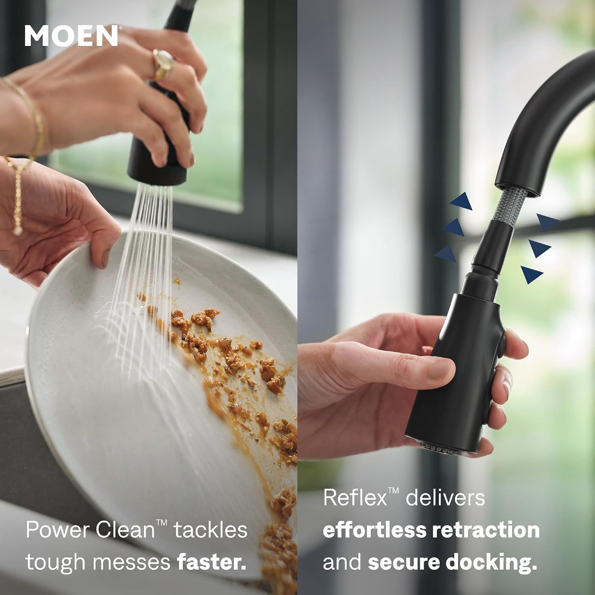 Moen Essie Mediterranean Bronze MotionSense Wave One-Handle Touchless Kitchen Faucet with Pulldown Sprayer and Soap Dispenser, 87014EWBRB
