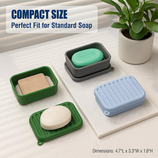 AIMAIAIMAI Silicone Travel Soap Case, Leak-Resistant Bar Soap Holder