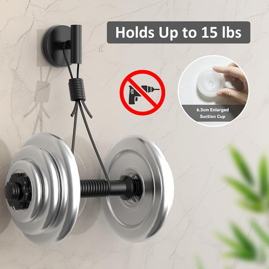 MOTAIPEAK Suction Cup Hooks for Shower, No-Drill Towel Hooks, Black 2-Pack