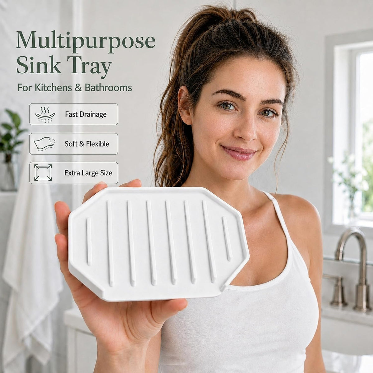 Bar Soap Holder for Shower, 2 Pack Silicone Soap Dish with Fast Drain