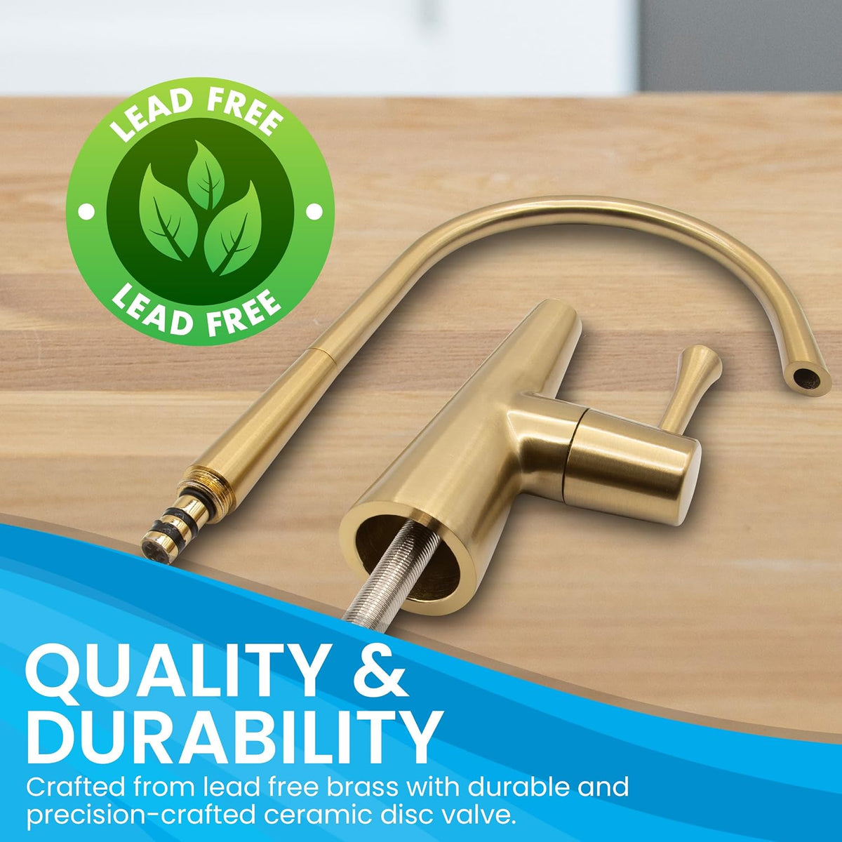 Metpure Non-Air-Gap Brass RO Faucet, Brushed Gold