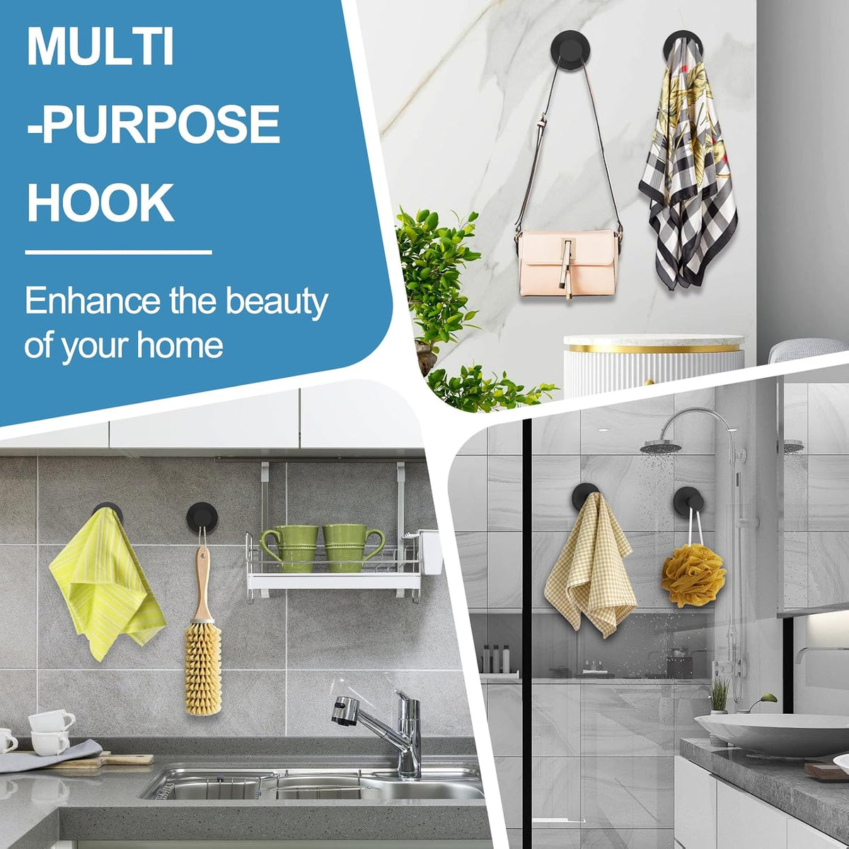 Vacuum Suction Cup Hooks for Shower, Shower Hooks for Inside Shower
