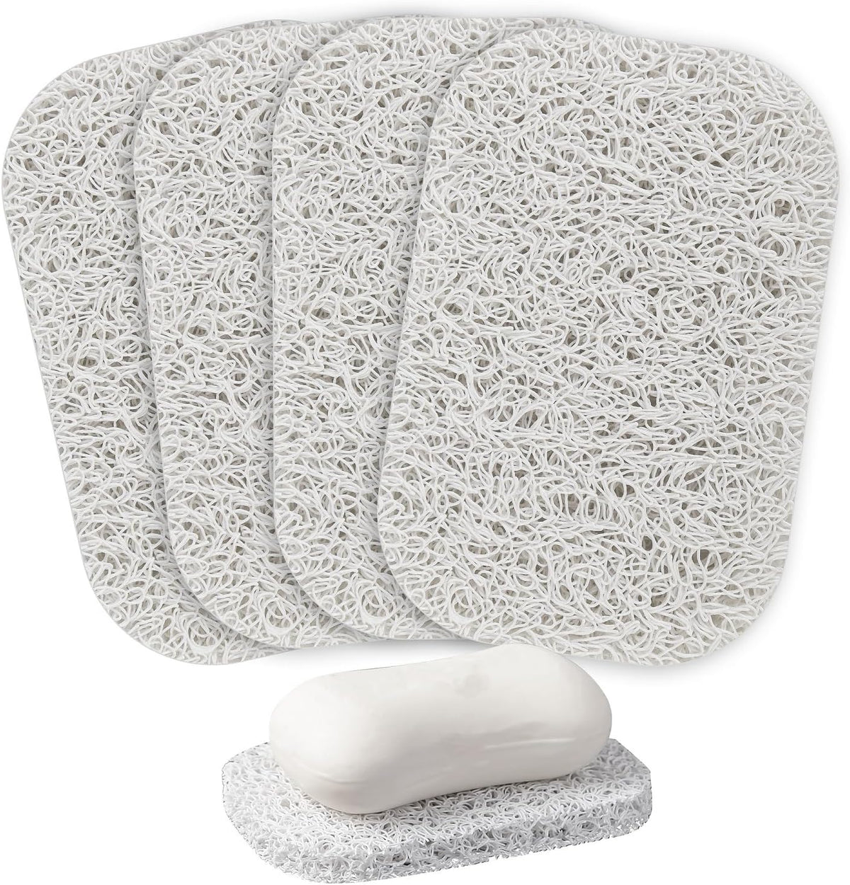 4PCS White Soap Holder Pad BPA-Free Savers Pads for Soap Dish,Easy to Clean Soap Lifting Pads Suitable for Shower Kitchen Bathroom Bathroom Travel Hotel Cleaning Products