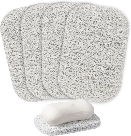 4PCS White Soap Holder Pad BPA-Free Savers Pads for Soap Dish,Easy to Clean Soap Lifting Pads Suitable for Shower Kitchen Bathroom Bathroom Travel Hotel Cleaning Products