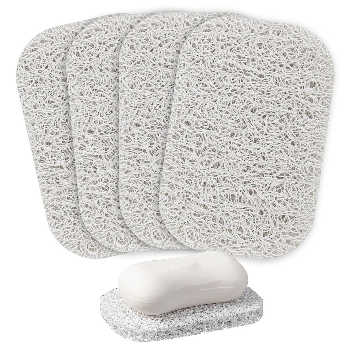 4PCS White Soap Holder Pad BPA-Free Savers Pads for Soap Dish,Easy to Clean Soap Lifting Pads Suitable for Shower Kitchen Bathroom Bathroom Travel Hotel Cleaning Products