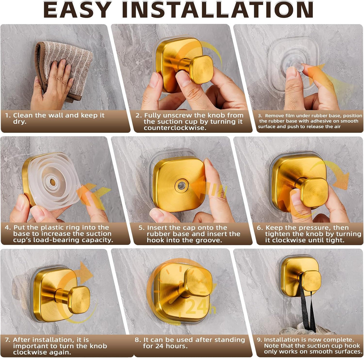 Large Suction Cup Hooks for Shower, 15 lb Towel and Robe Hooks