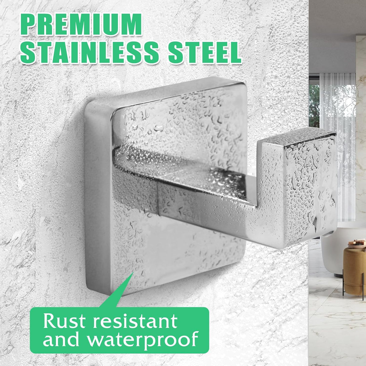 Towel Hooks for Bathrooms, Heavy Duty Stainless Steel Bathroom Hooks