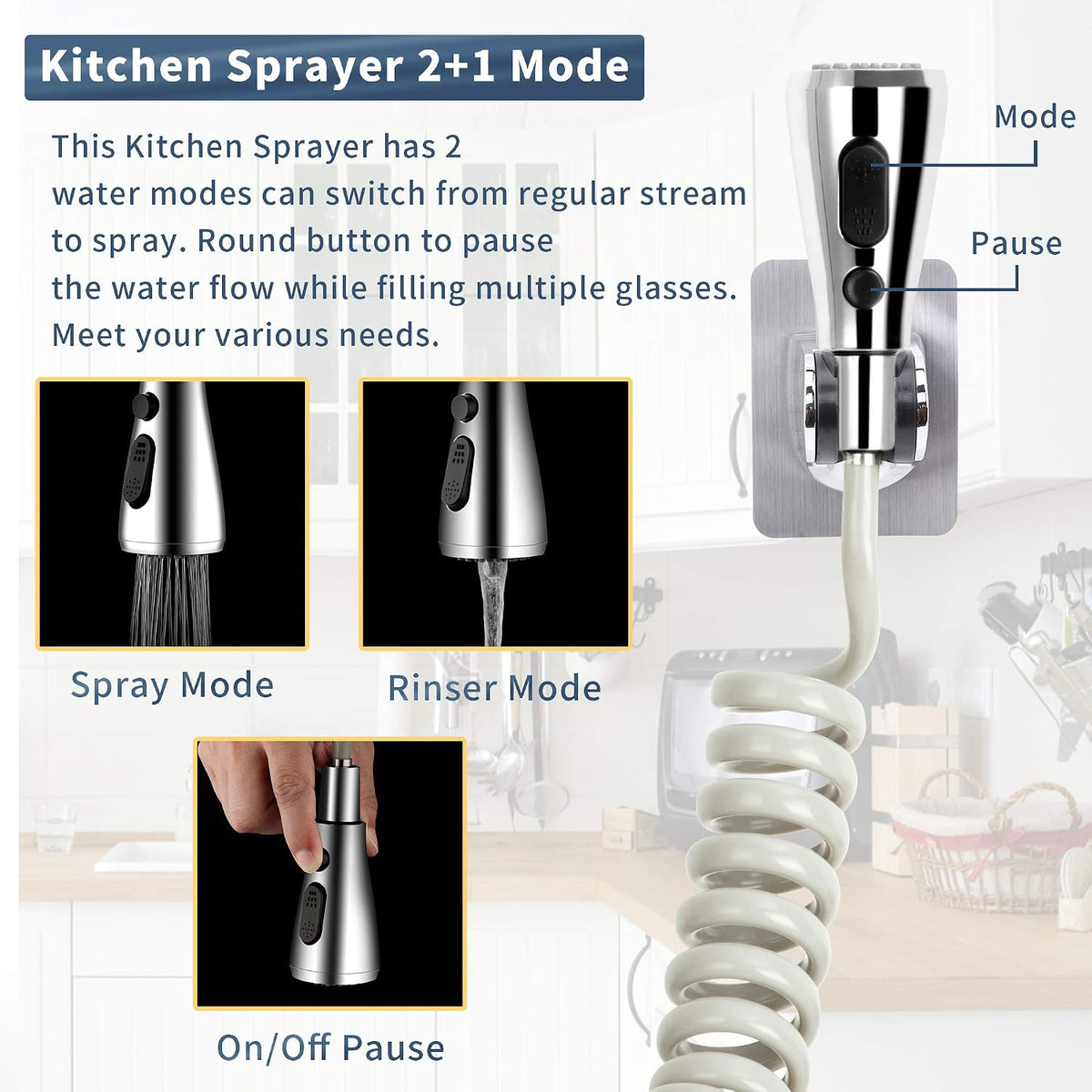 CECEFIN Kitchen Sink Sprayer Hose Attachment for Faucet, 79" Recoil Hose